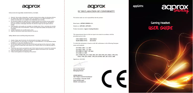 Página nº 1 - Manual de usuario Approx APPGH7G