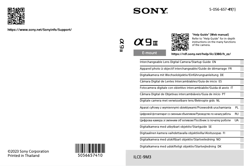 Imagen de la primera página del manual del dispositivo Alpha A9 III