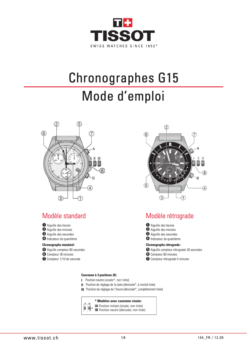 Imagen de la primera página del manual del dispositivo PRC 100 Chronograph Lady
