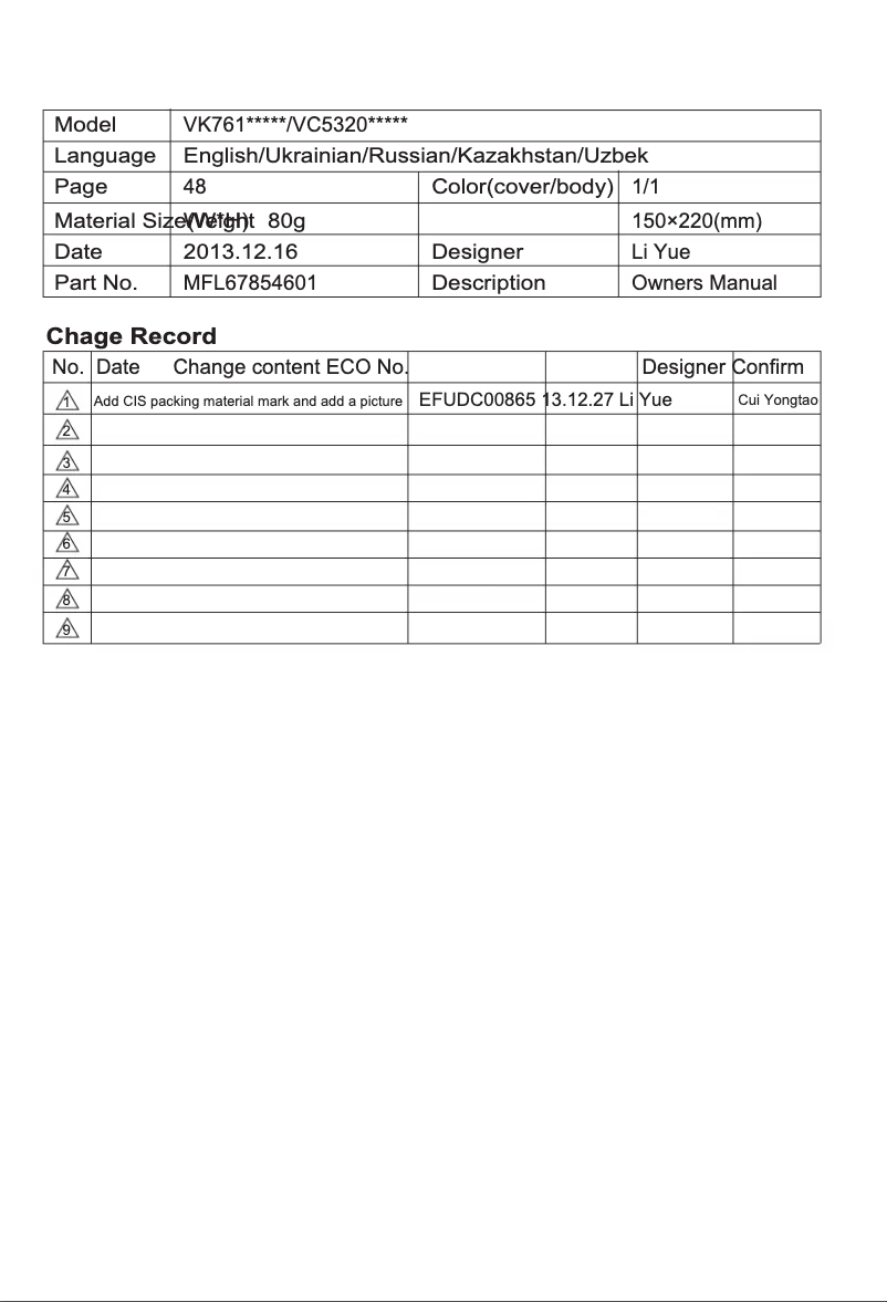 Página 1 del manual Manual de usuario LG VK76104HY