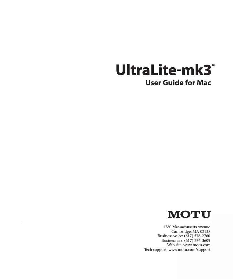 Página nº 1 - Manual de usuario Motu UltraLite-mk3