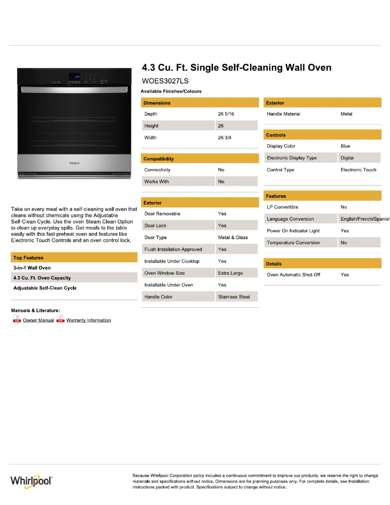 Imagen de la primera página del manual del dispositivo WOES3027LS