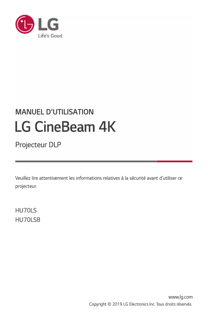 Imagen de la primera página del manual del dispositivo CineBeam 4K HU70LS