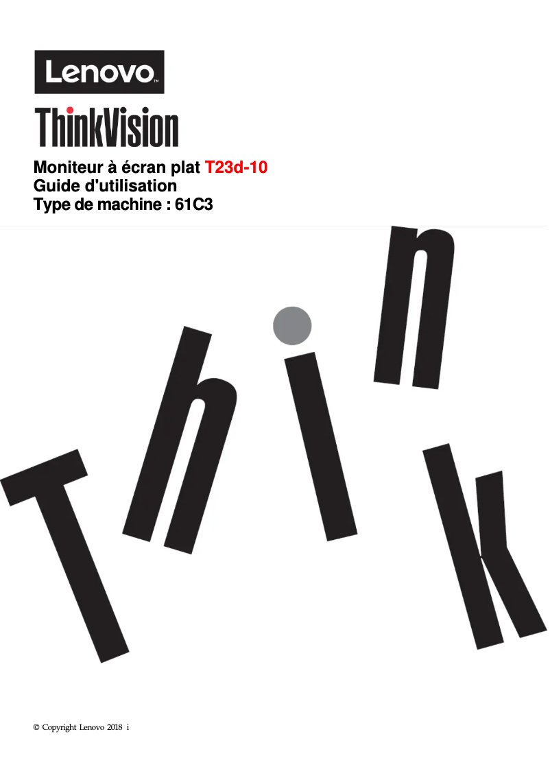 Página nº 1 - Manual de usuario Lenovo ThinkVision T23d-10