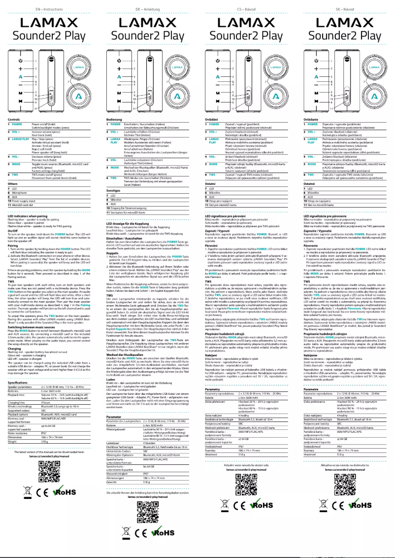 Página 1 del manual Manual de usuario Lamax Sounder2 Play