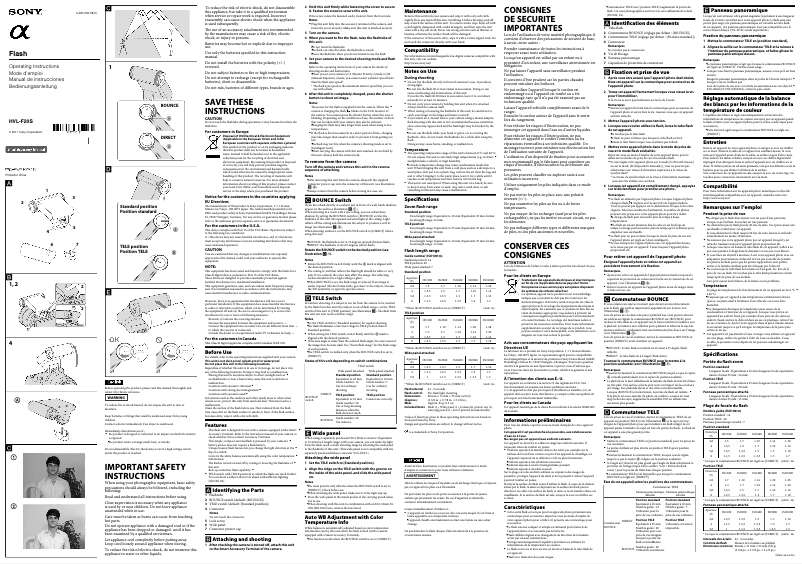 Página 1 del manual Manual de usuario Sony HVL-F20S