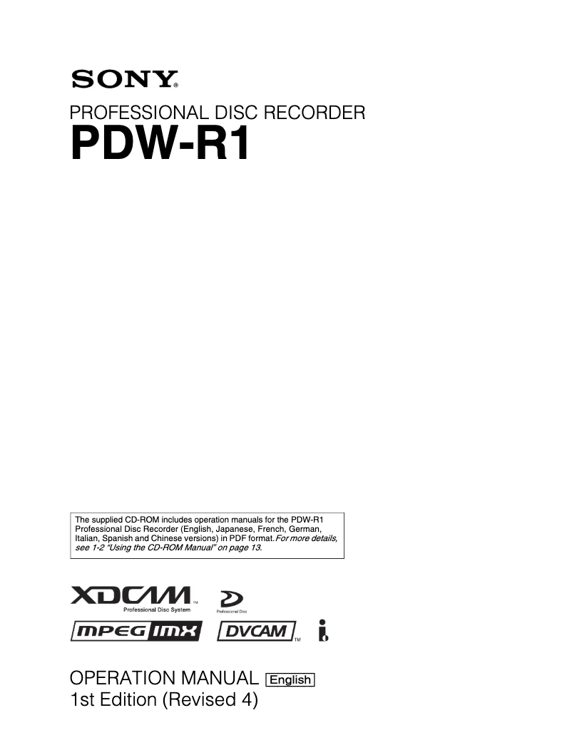 Imagen de la primera página del manual del dispositivo PDW-R1