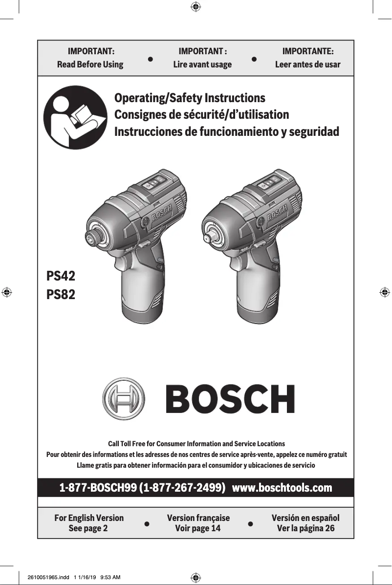 Imagen de la primera página del manual del dispositivo PS82BN