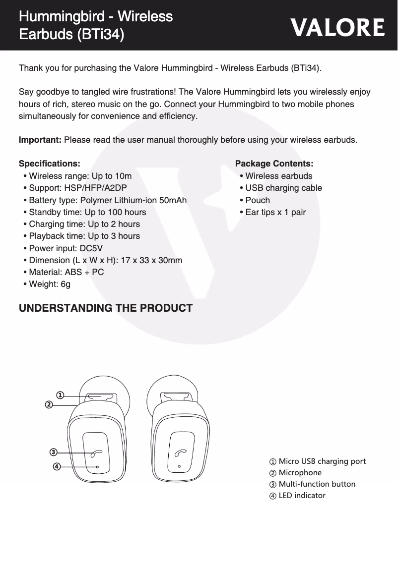 Página 1 del manual Manual de usuario Valore BTi34