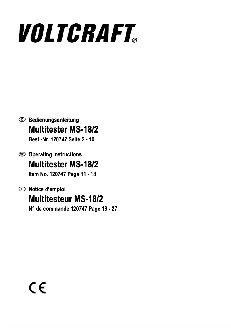 Imagen de la primera página del manual del dispositivo MS-18/2