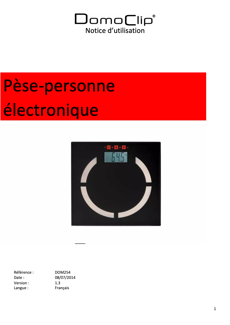 Imagen de la primera página del manual del dispositivo DOM254