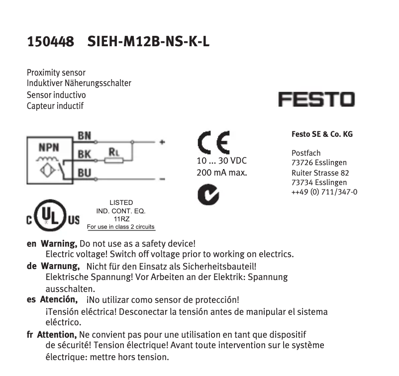Página 1 del manual Manual de usuario Festo SIEH-M12B-NS-K-L