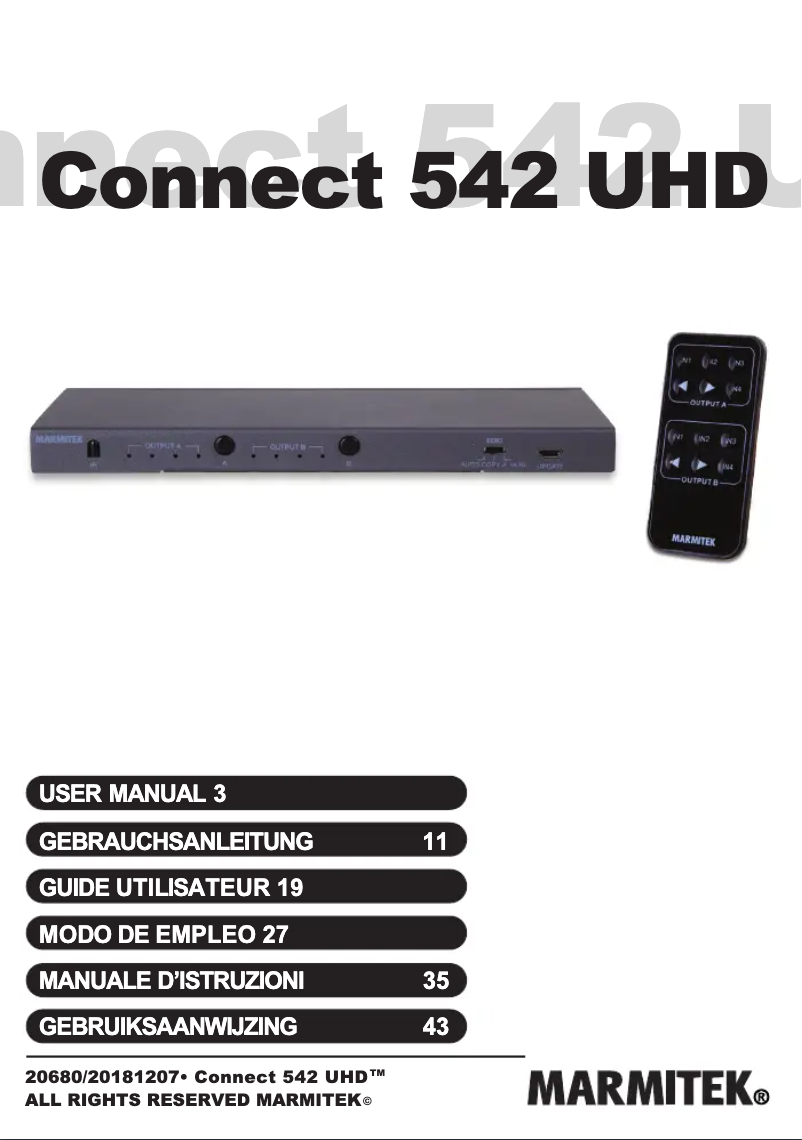 Imagen de la primera página del manual del dispositivo Connect 542 UHD