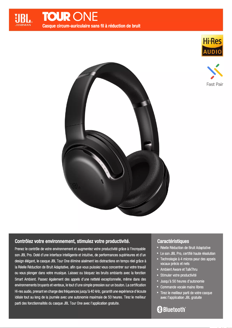 Página 1 del manual Ficha técnica JBL Tour One