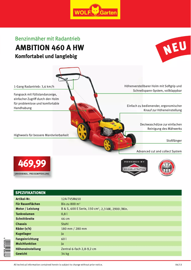 Imagen de la primera página del manual del dispositivo Ambition 460 A HW