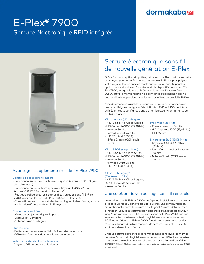 Página 1 del manual Manual de usuario Dormakaba E-Plex 7900