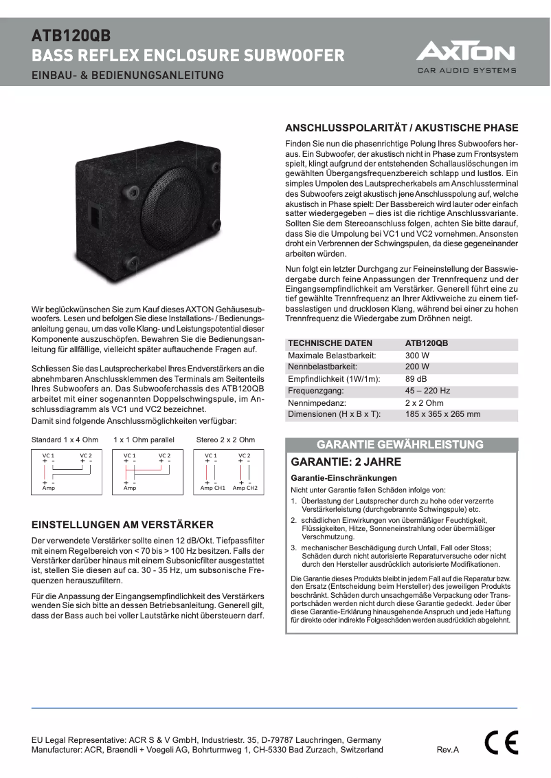 Imagen de la primera página del manual del dispositivo ATB120QB