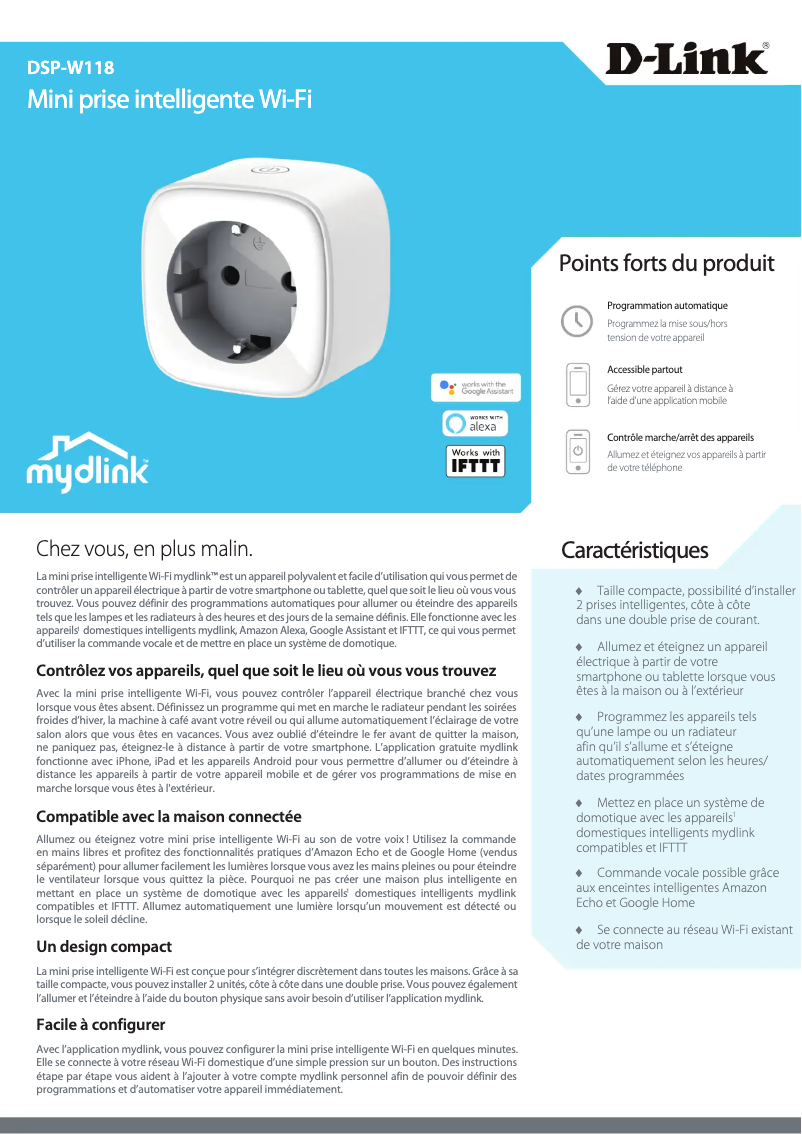 Página 1 del manual Ficha técnica D-Link DSP-W118