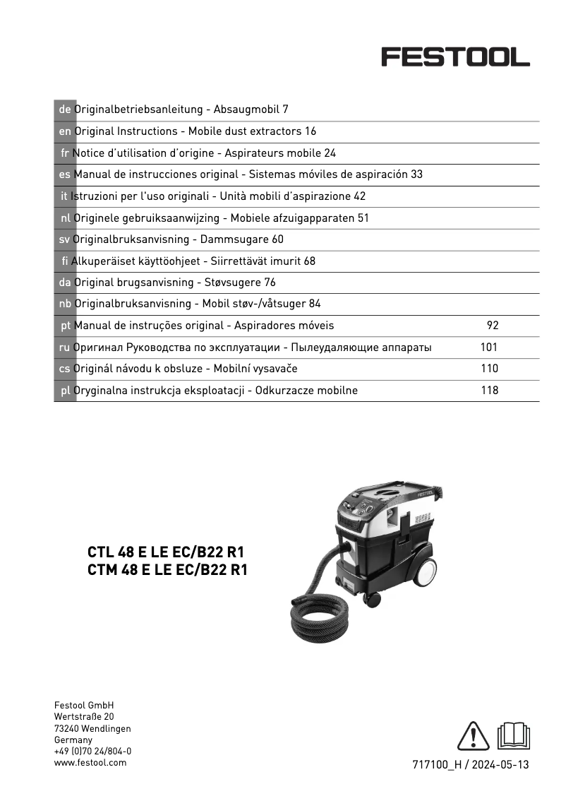 Imagen de la primera página del manual del dispositivo Cleantec CT 48 EC B22