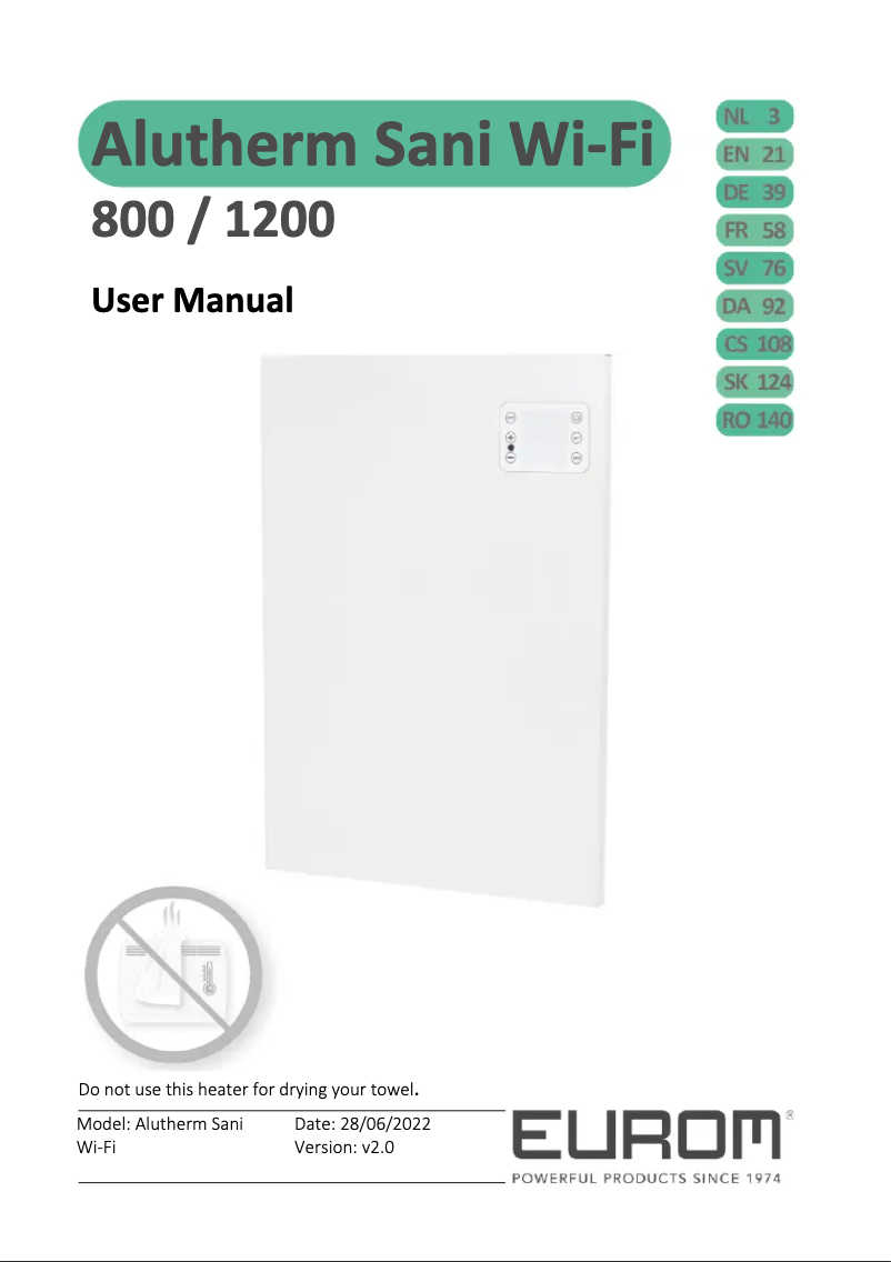 Imagen de la primera página del manual del dispositivo Sani 800 Wifi