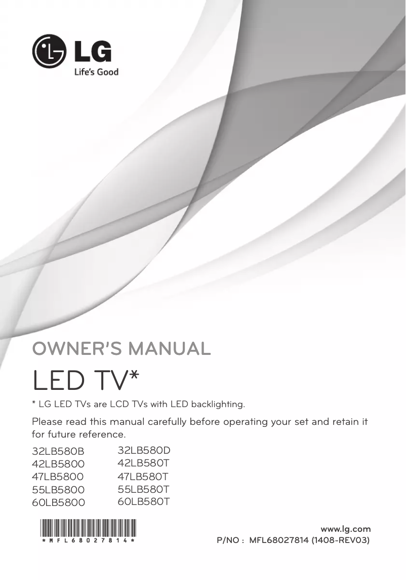 Imagen de la primera página del manual del dispositivo 47LB580T
