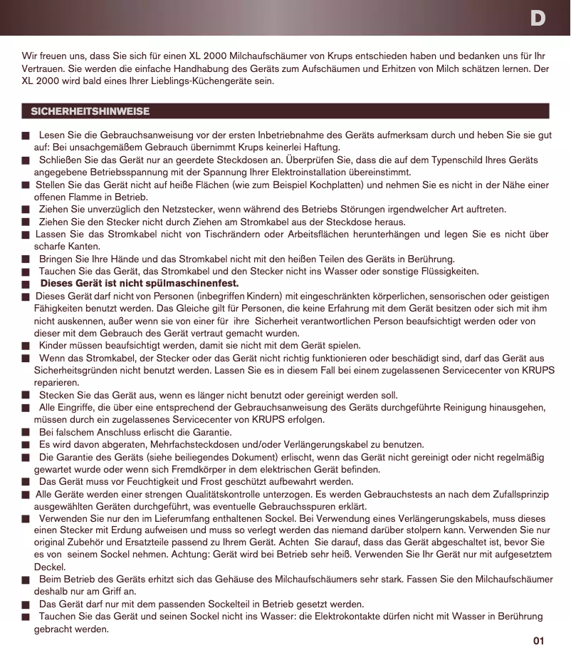 Imagen de la primera página del manual del dispositivo XL 2000