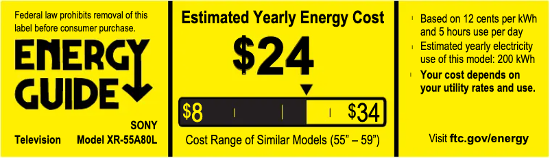 Página 1 del manual Etiqueta energética Sony XR-55A80L