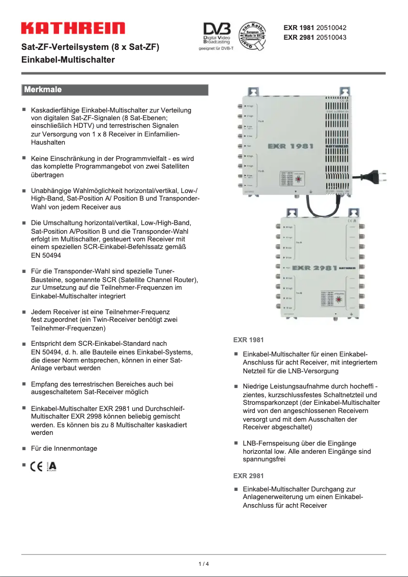 Imagen de la primera página del manual del dispositivo EXR 1981