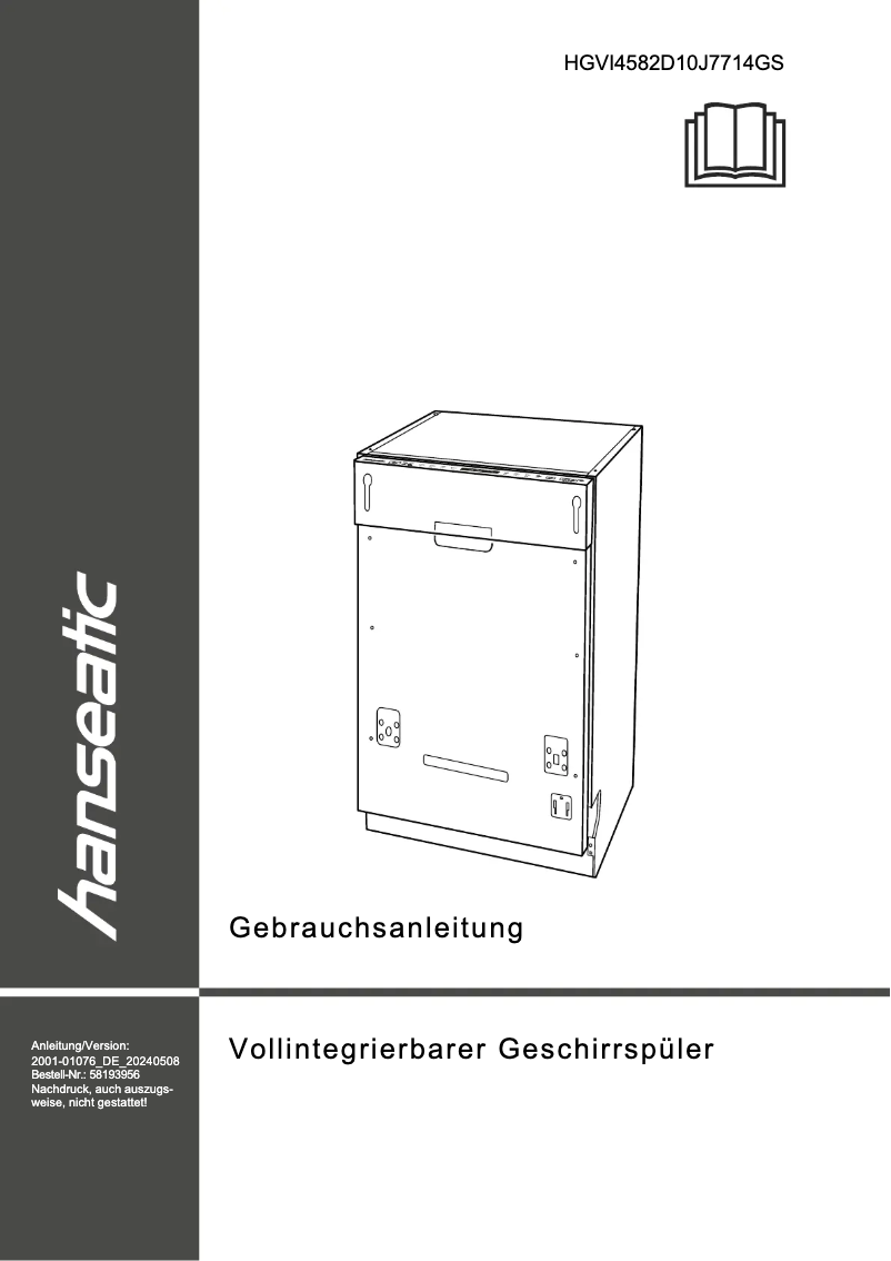 Imagen de la primera página del manual del dispositivo HGVI4582D10J7714GS