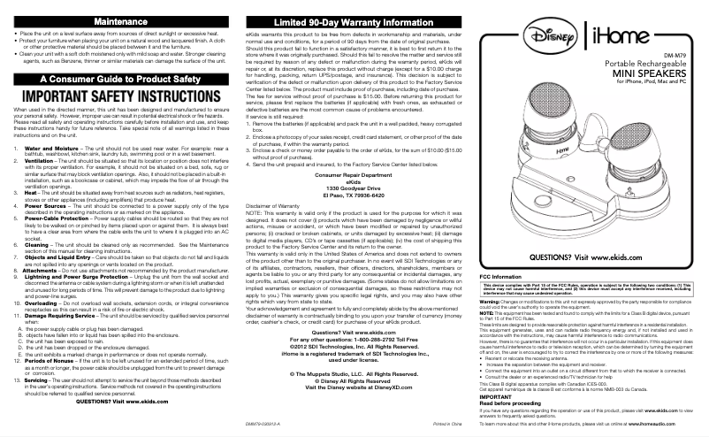 Imagen de la primera página del manual del dispositivo DM-M79