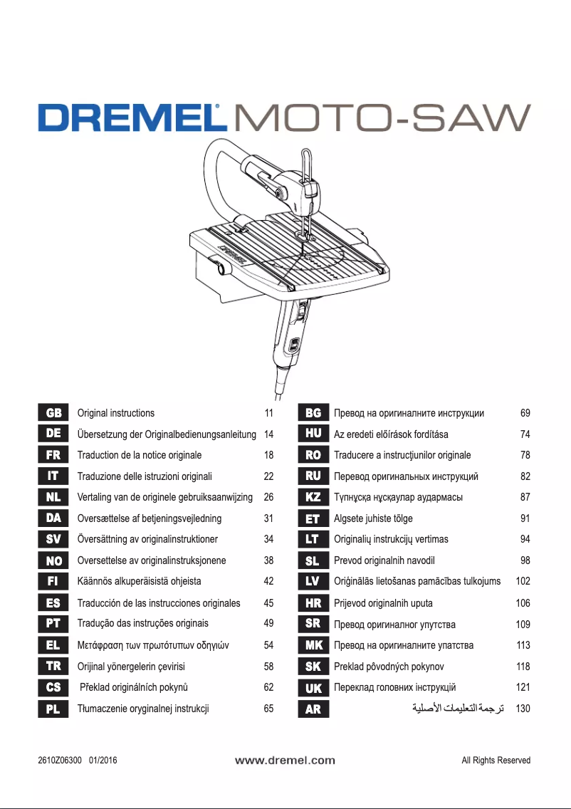 Imagen de la primera página del manual del dispositivo Moto-Saw MS20