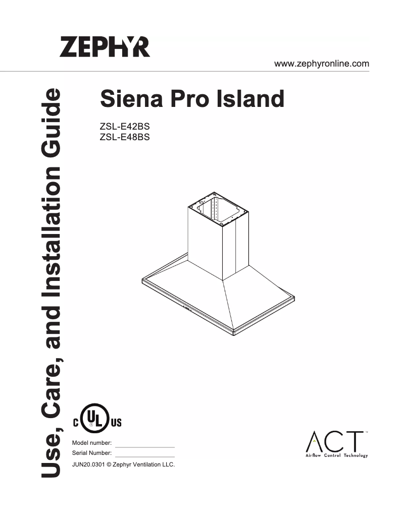 Imagen de la primera página del manual del dispositivo Siena Pro Island ZSL-E48BS