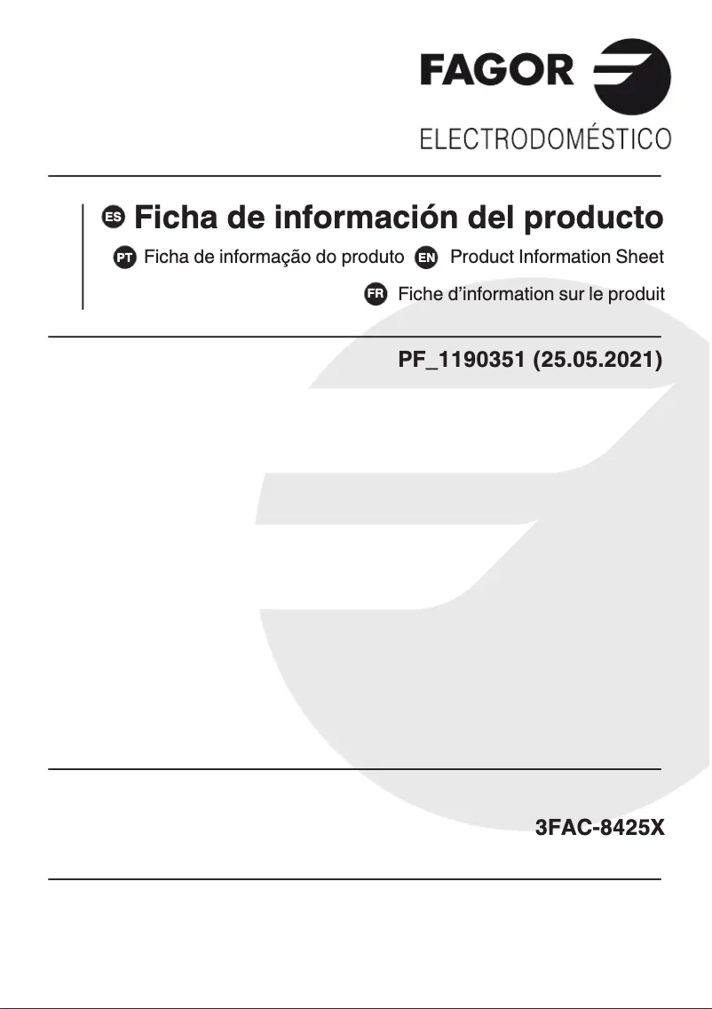 Página 1 del manual Ficha técnica Fagor 3FAC-8425X