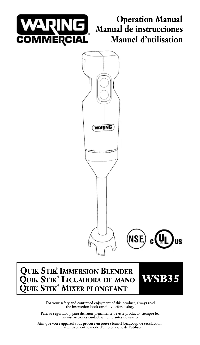 Página 1 del manual Manual de usuario Waring Commercial Quik Stik WSB35