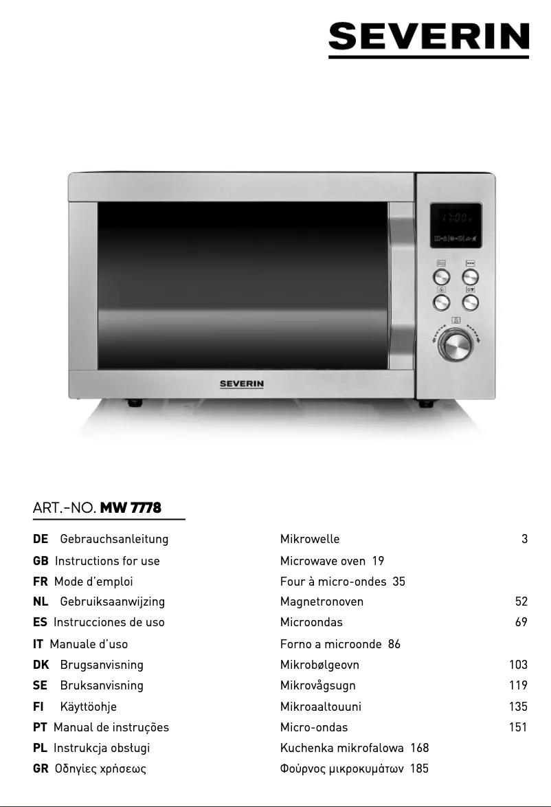 Imagen de la primera página del manual del dispositivo MW 7778