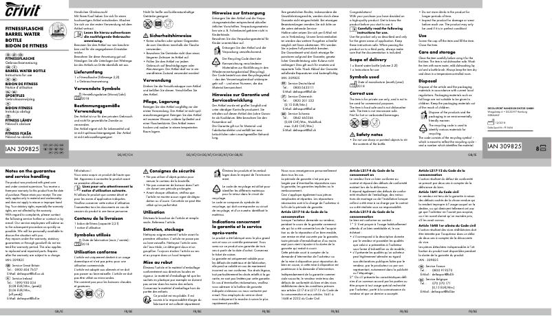 Página nº 1 - Manual de usuario Crivit IAN 309825