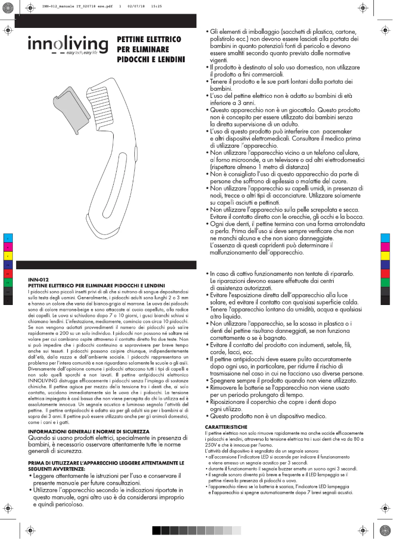 Imagen de la primera página del manual del dispositivo INN-012