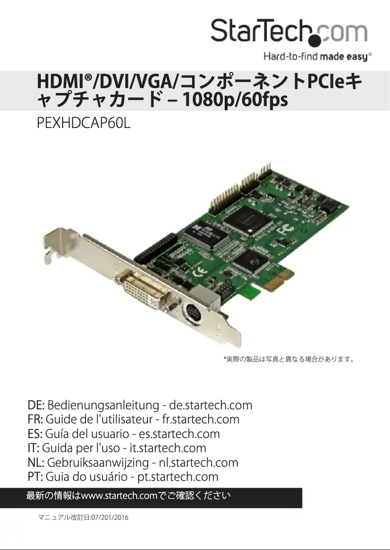 Imagen de la primera página del manual del dispositivo PEXHDCAP60L