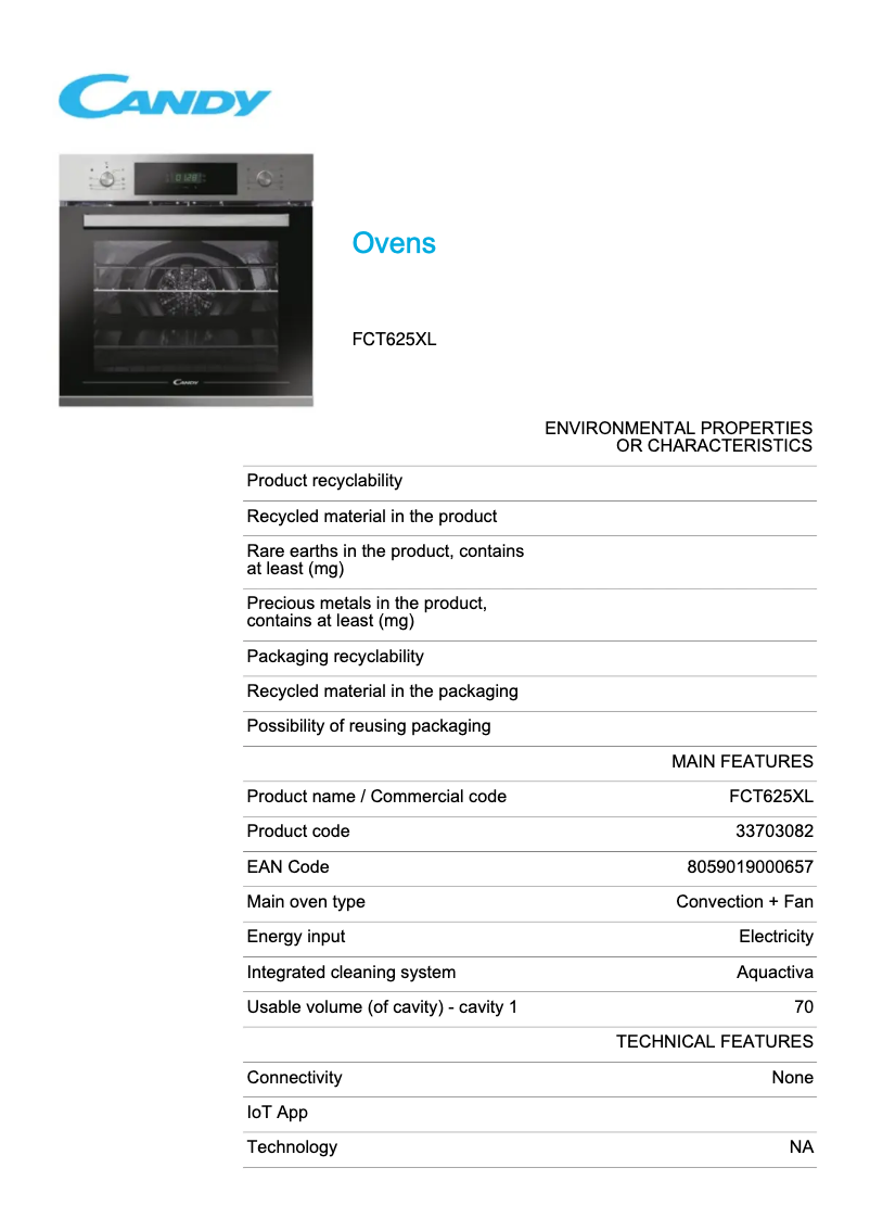 Imagen de la primera página del manual del dispositivo FCT625XL