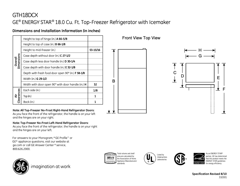 Imagen de la primera página del manual del dispositivo GTH18DCXLWW