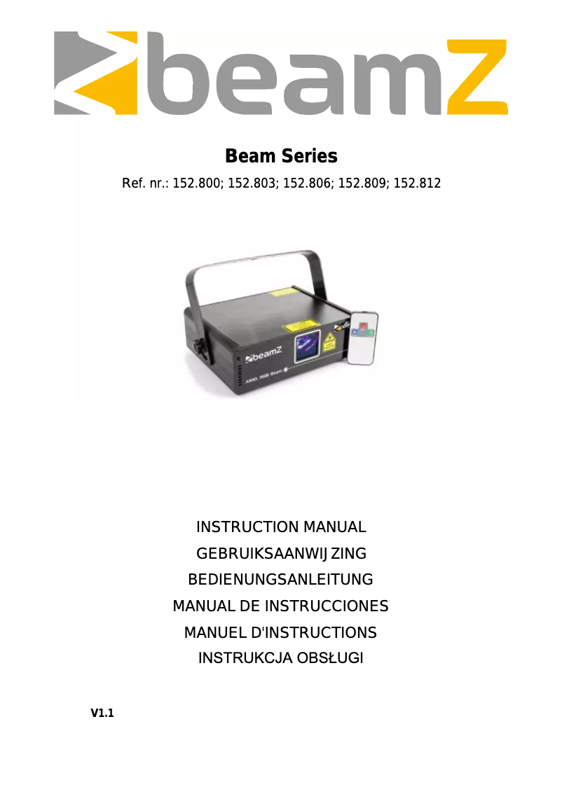 Página 1 del manual Manual de usuario BeamZ Thebe Laser Rood