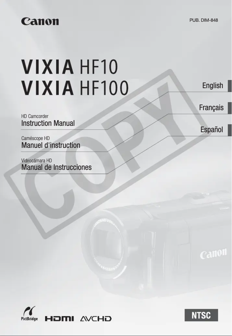 Imagen de la primera página del manual del dispositivo Vixia HF10