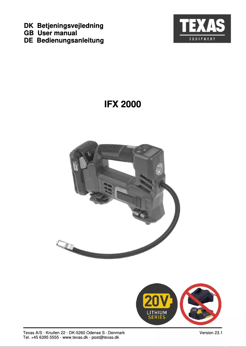 Imagen de la primera página del manual del dispositivo IFX2000