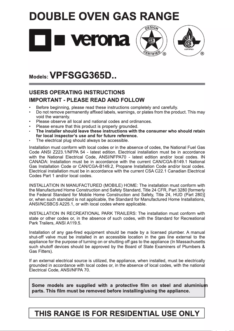 Página 1 del manual Instrucciones / montaje Verona VERAHO210