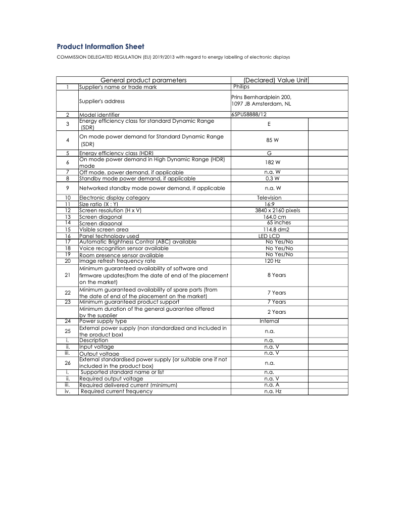 Imagen de la primera página del manual del dispositivo The One 65PUS8888