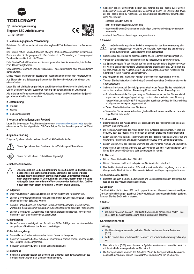 Página 1 del manual Manual de usuario Toolcraft WL2100