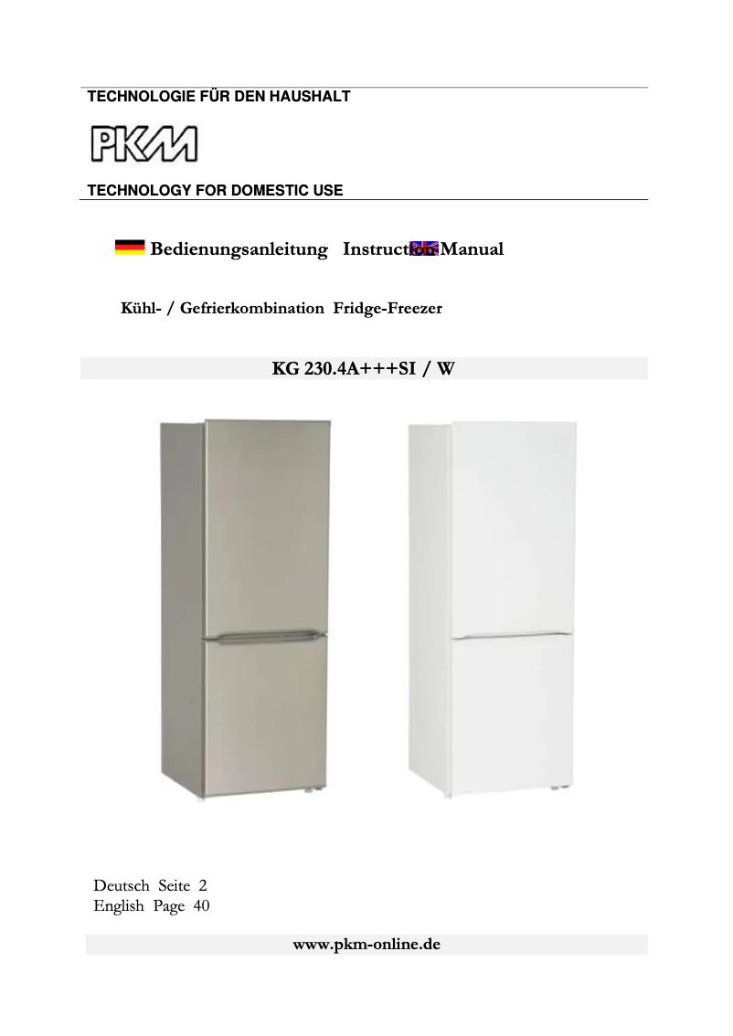 Imagen de la primera página del manual del dispositivo KG230.4 A+++ W