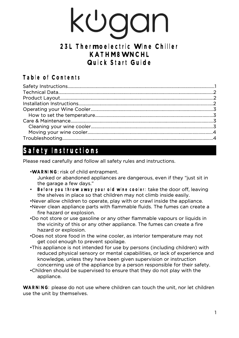 Imagen de la primera página del manual del dispositivo KATHM8WNCHL