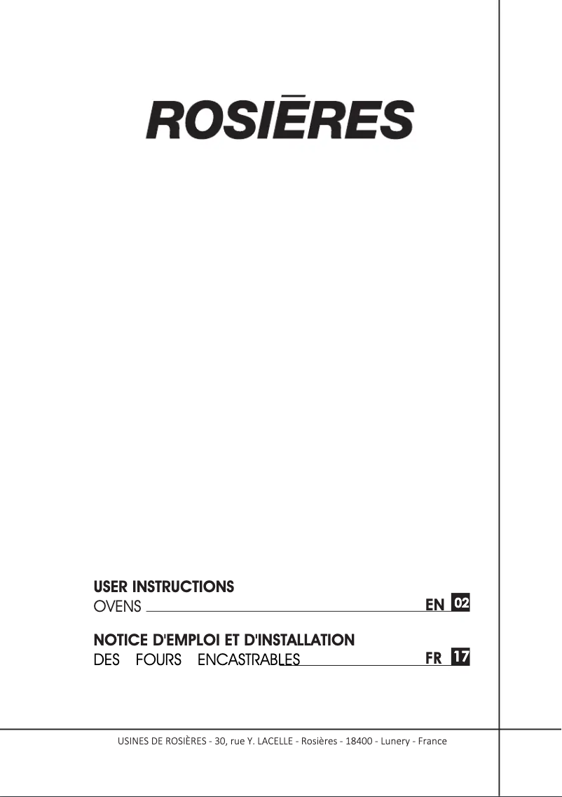 Página 1 del manual Manual de usuario Rosieres RFZP657IN WIFI