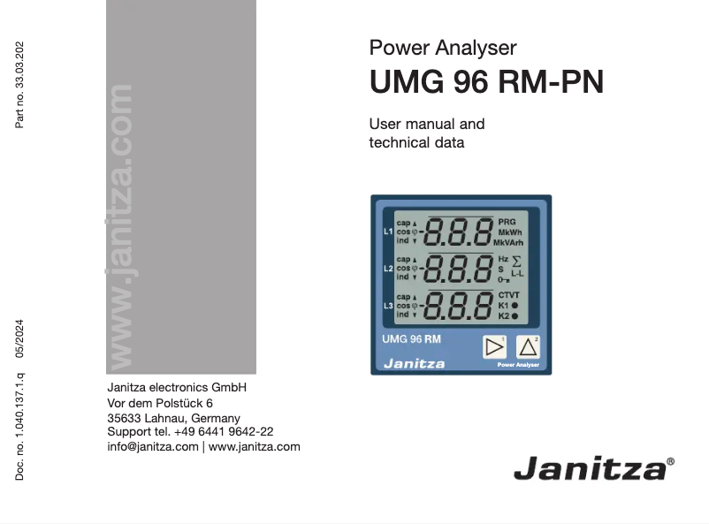 Página nº 1 - Manual de usuario Janitza UMG 96RM-PN